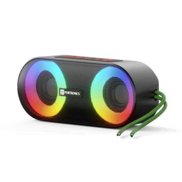 Portronics Pixel 3 20W Portable Wireless Bluetooth Speaker - 7Hr Playtime, TWS, RGB Lights, IPX7 Water-Resistant (Black)