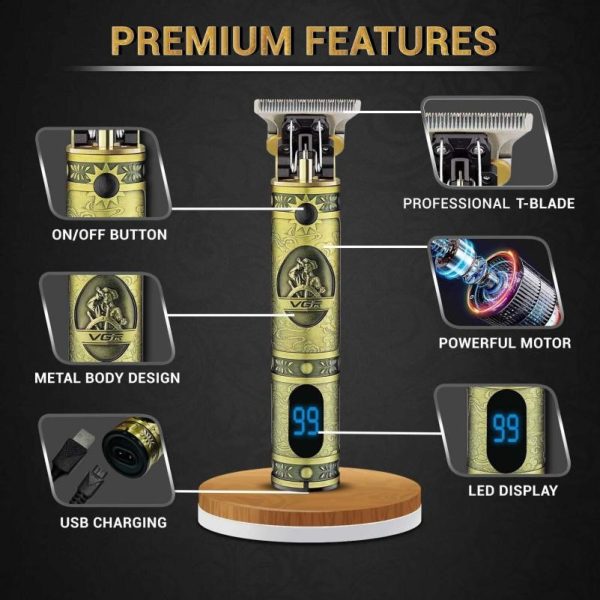 LA' FORTE Heavy Duty Rechargeable Hair Trimmer Clipper (Golden with Display) - Image 3